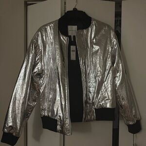 Anthropologie Avec Les Filles Silver Metallic Beverly Jacket XS